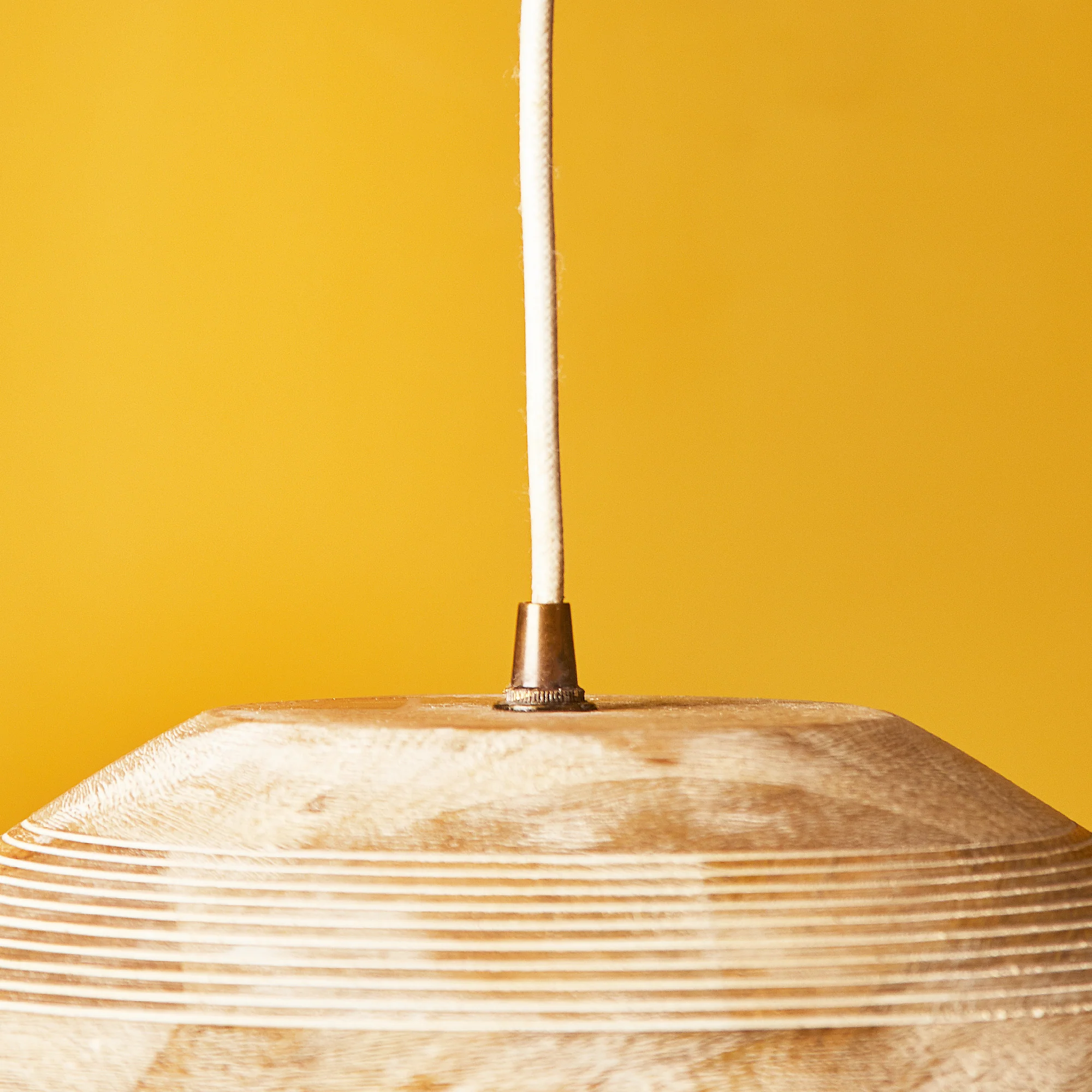 Larger Rockport pendant light in wood with white enamel interior - Image 5
