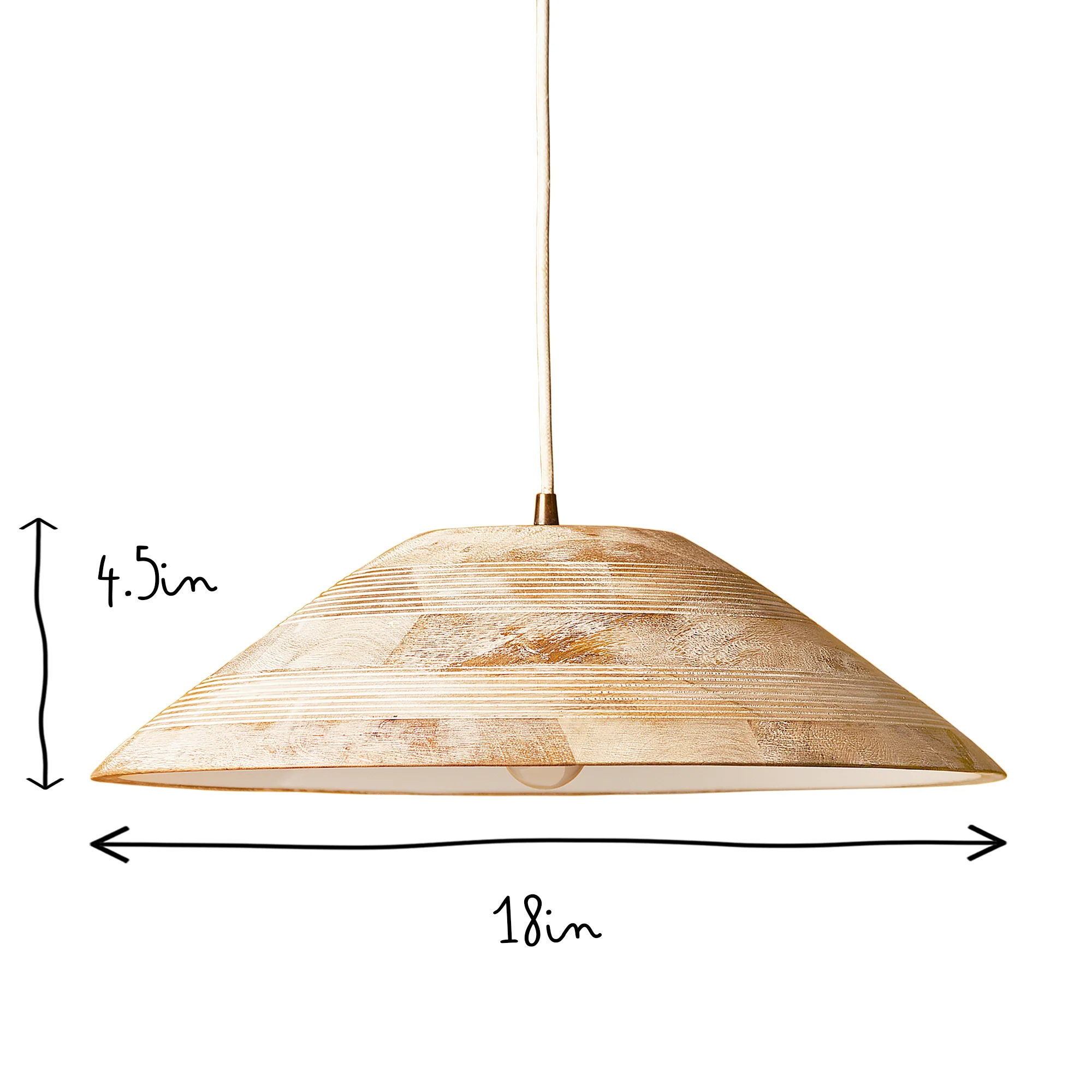 Larger Rockport pendant light in wood with white enamel interior - Image 6