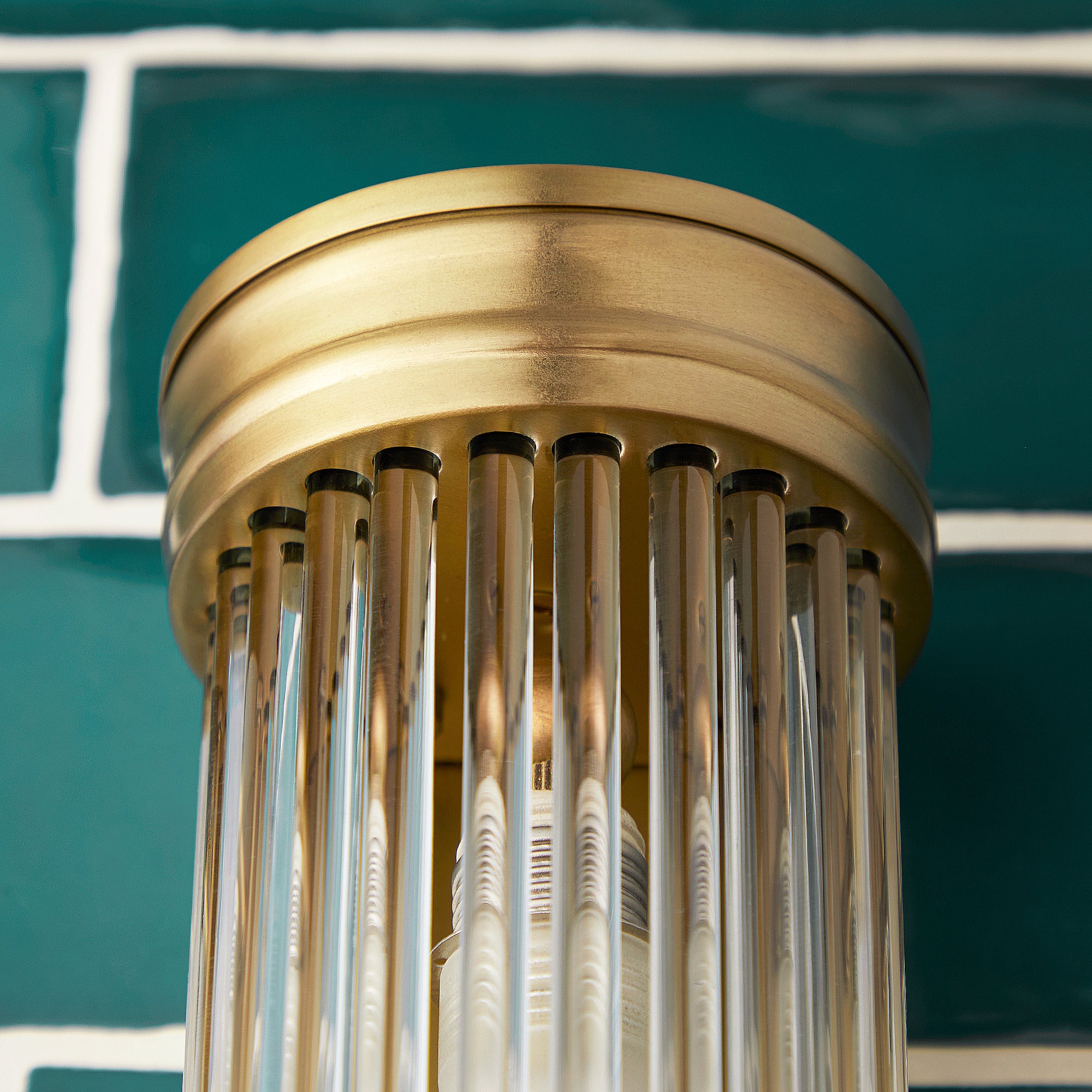 Long Roddy wall sconce in antiqued brass with glass rods - Image 3