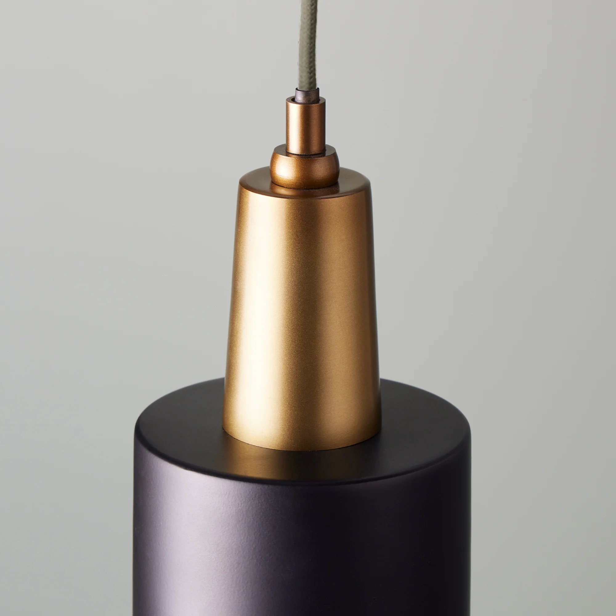 McMegan black pendant light with antiqued brass interior - Image 5