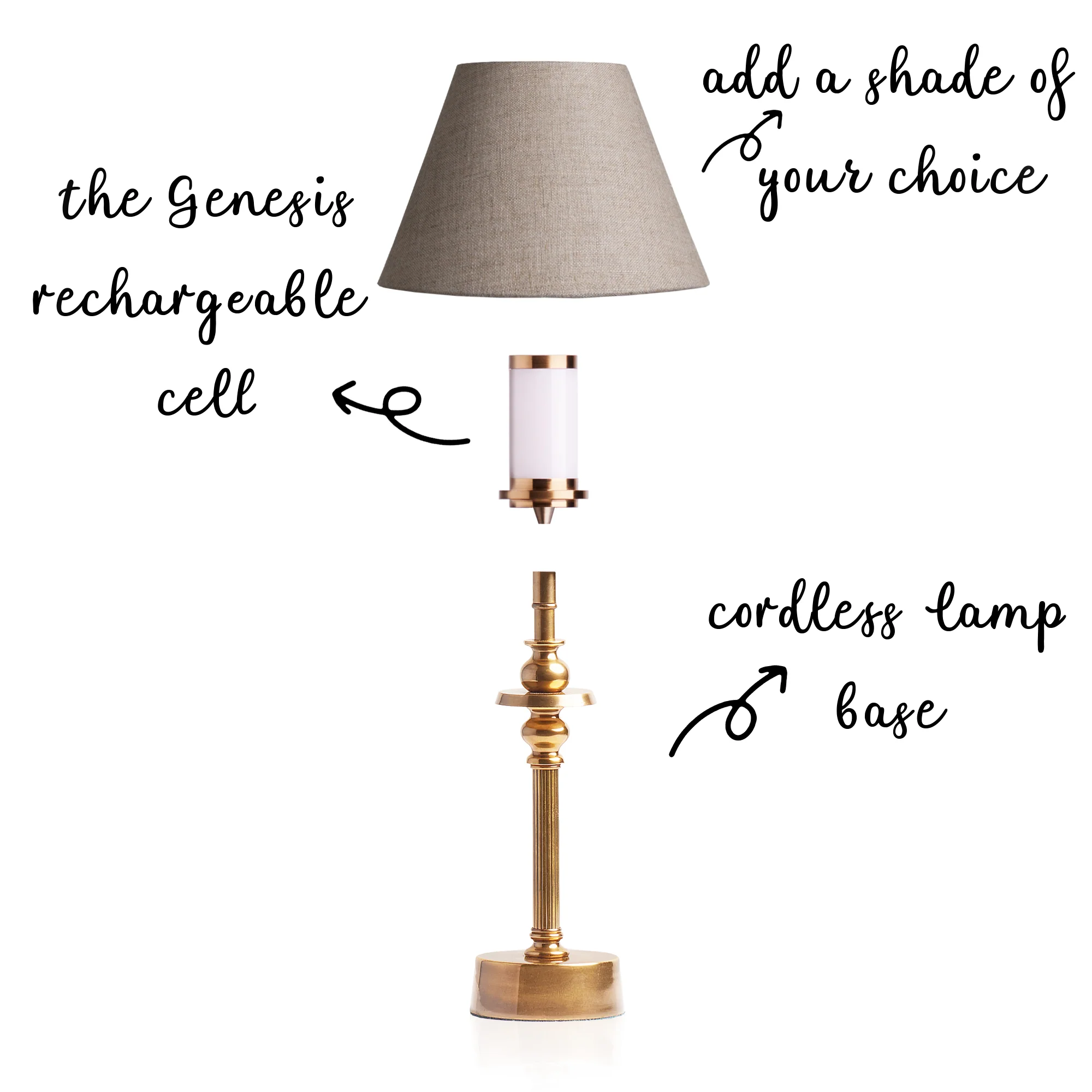 Phileas cordless table lamp in antiqued brass by Matthew Williamson - Image 3