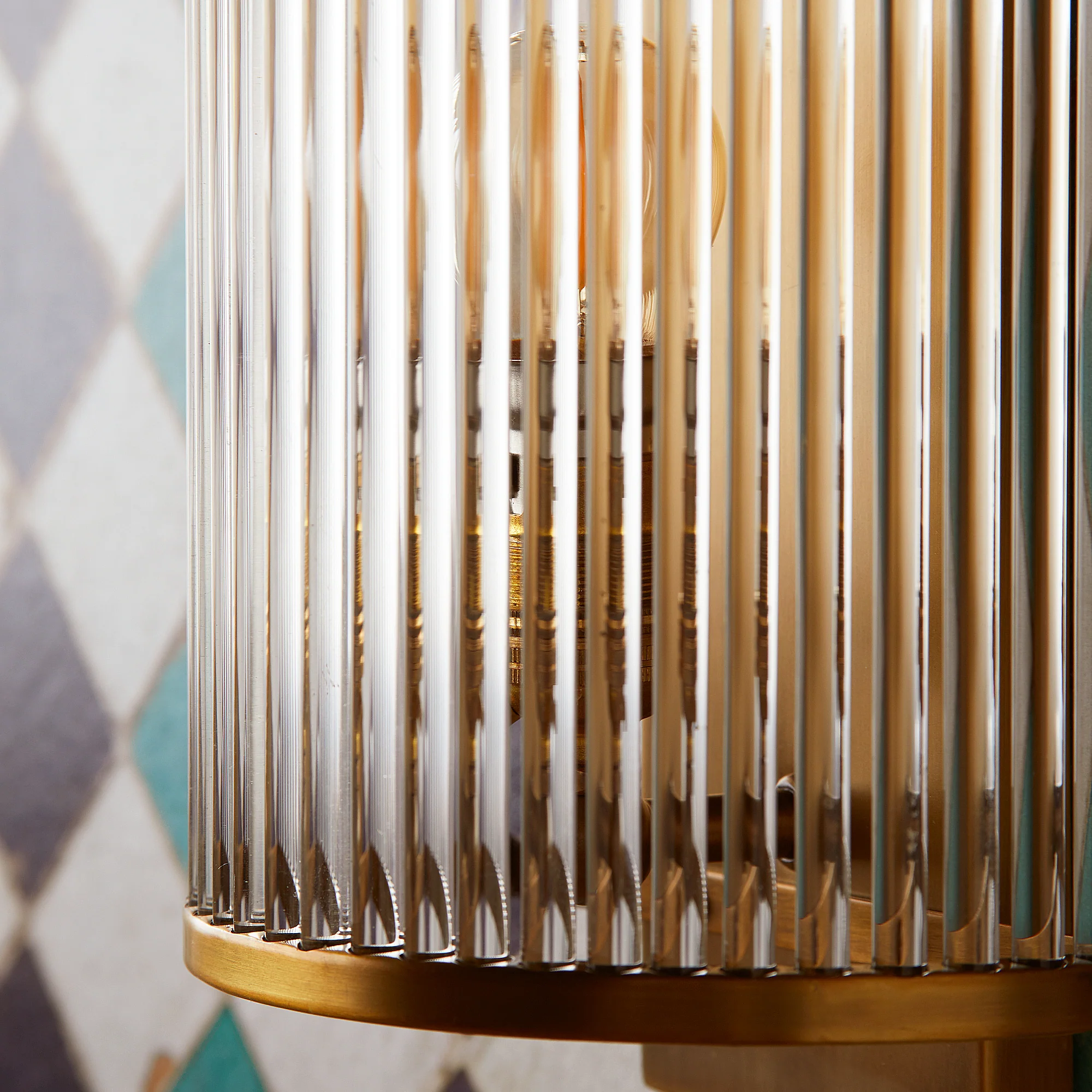 Roddy wall sconce in antiqued brass with glass rods - Image 3