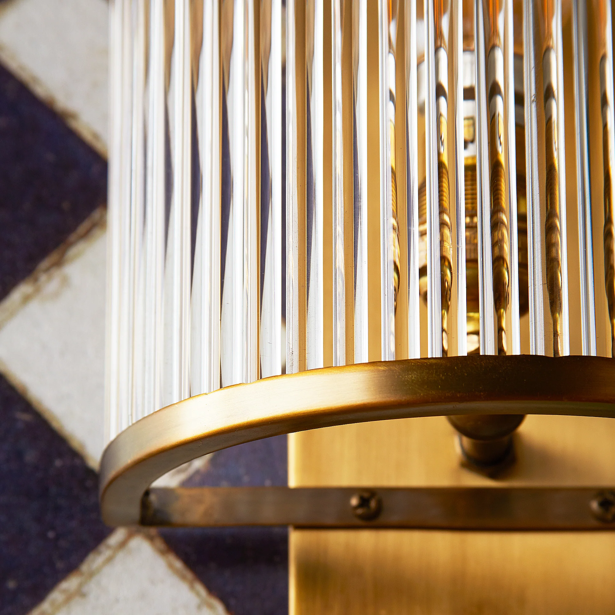 Roddy wall sconce in antiqued brass with glass rods - Image 4