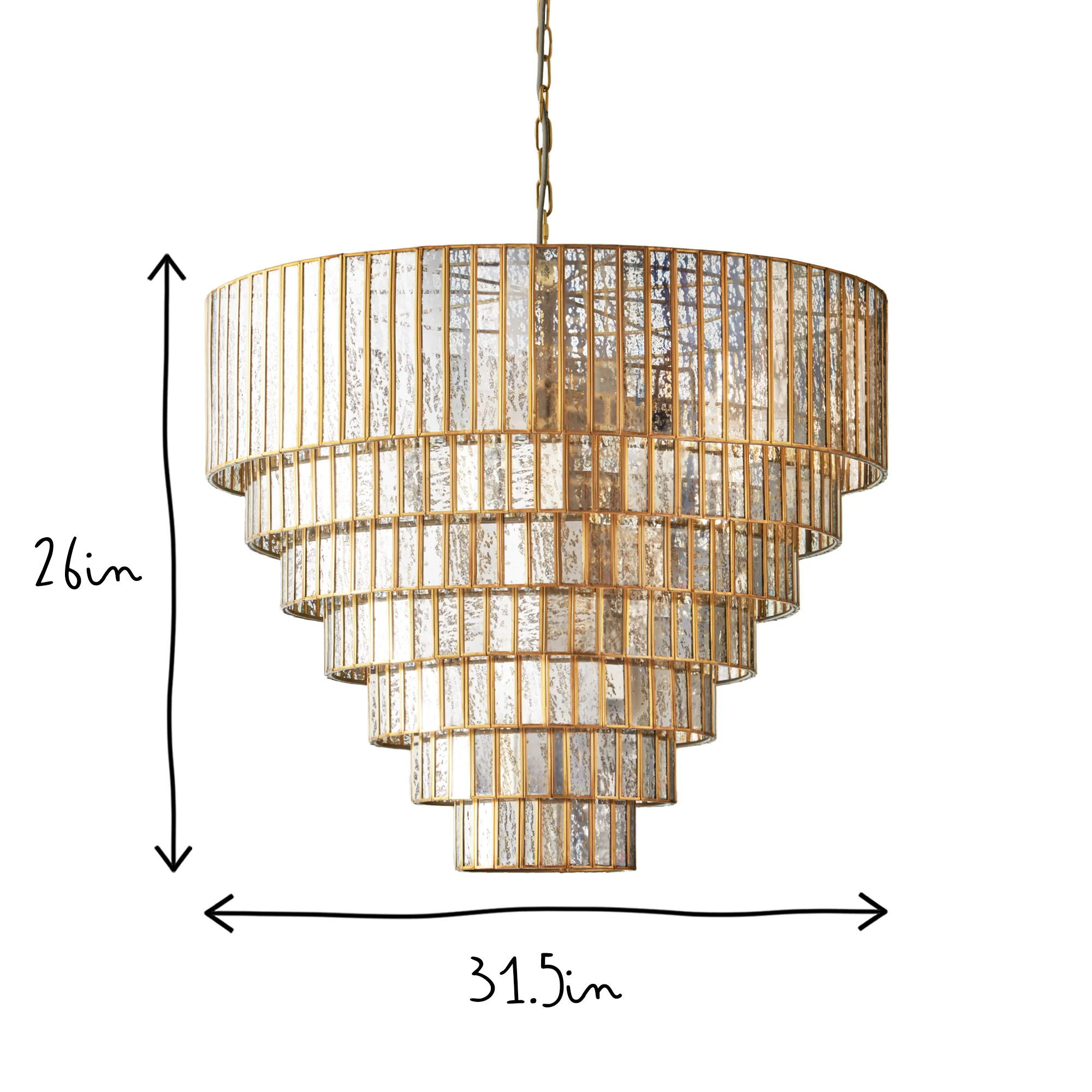 Seven tiered Galactica chandelier in mercurised glass - Image 10