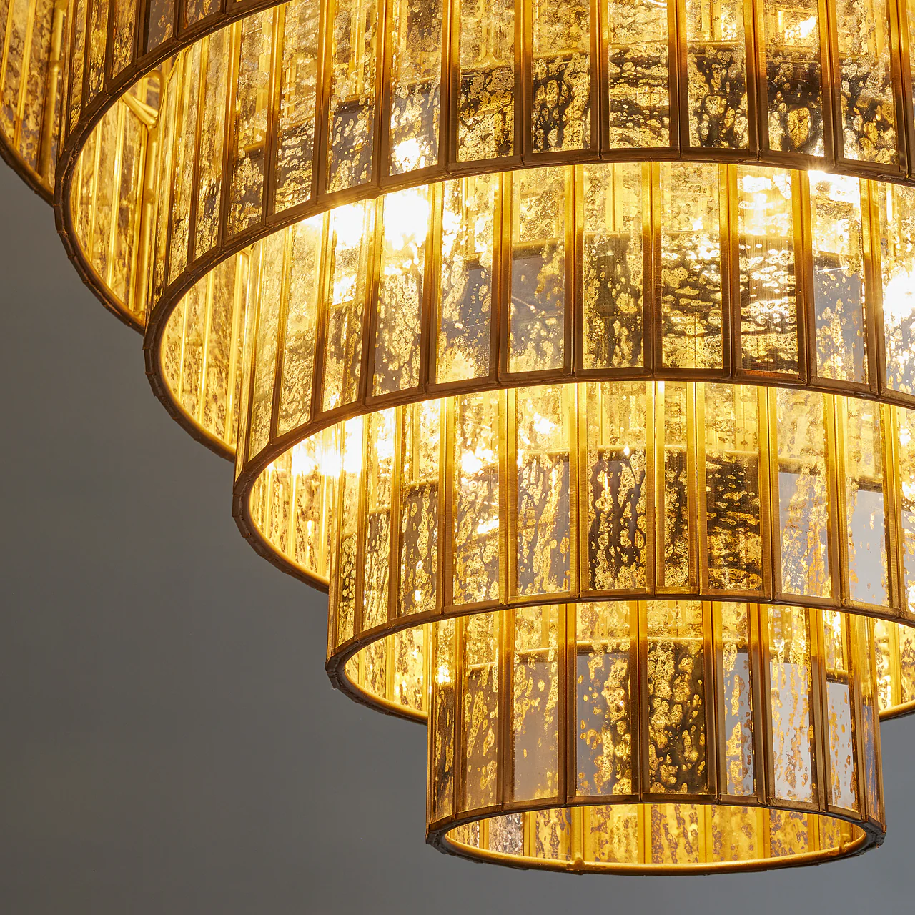 Seven tiered Galactica chandelier in mercurised glass - Image 3