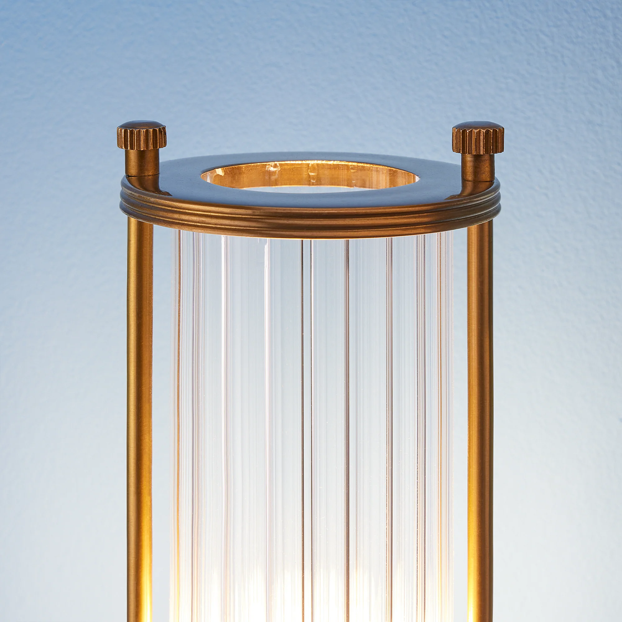 Smaller Hunter wall sconce in antiqued brass and glass - Image 7