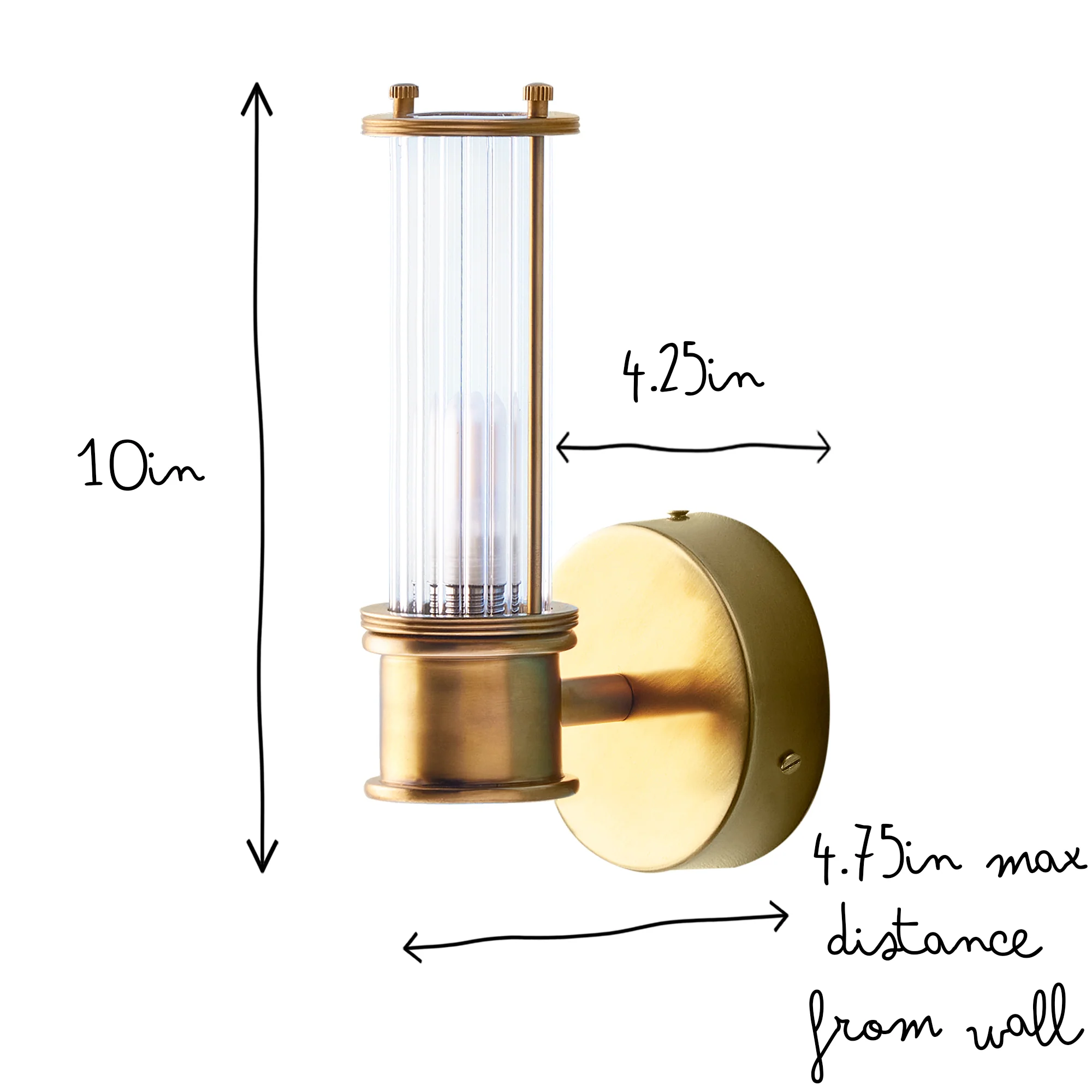Smaller Hunter wall sconce in antiqued brass and glass - Image 9