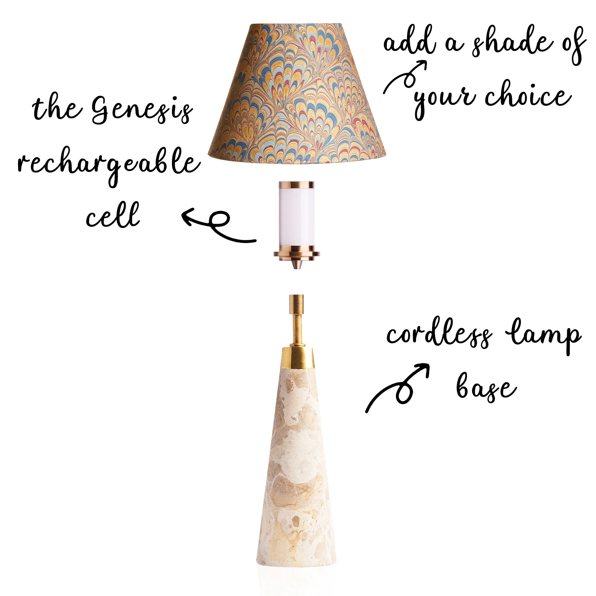 Smaller Marmaron cordless table lamp in grey - Image 3