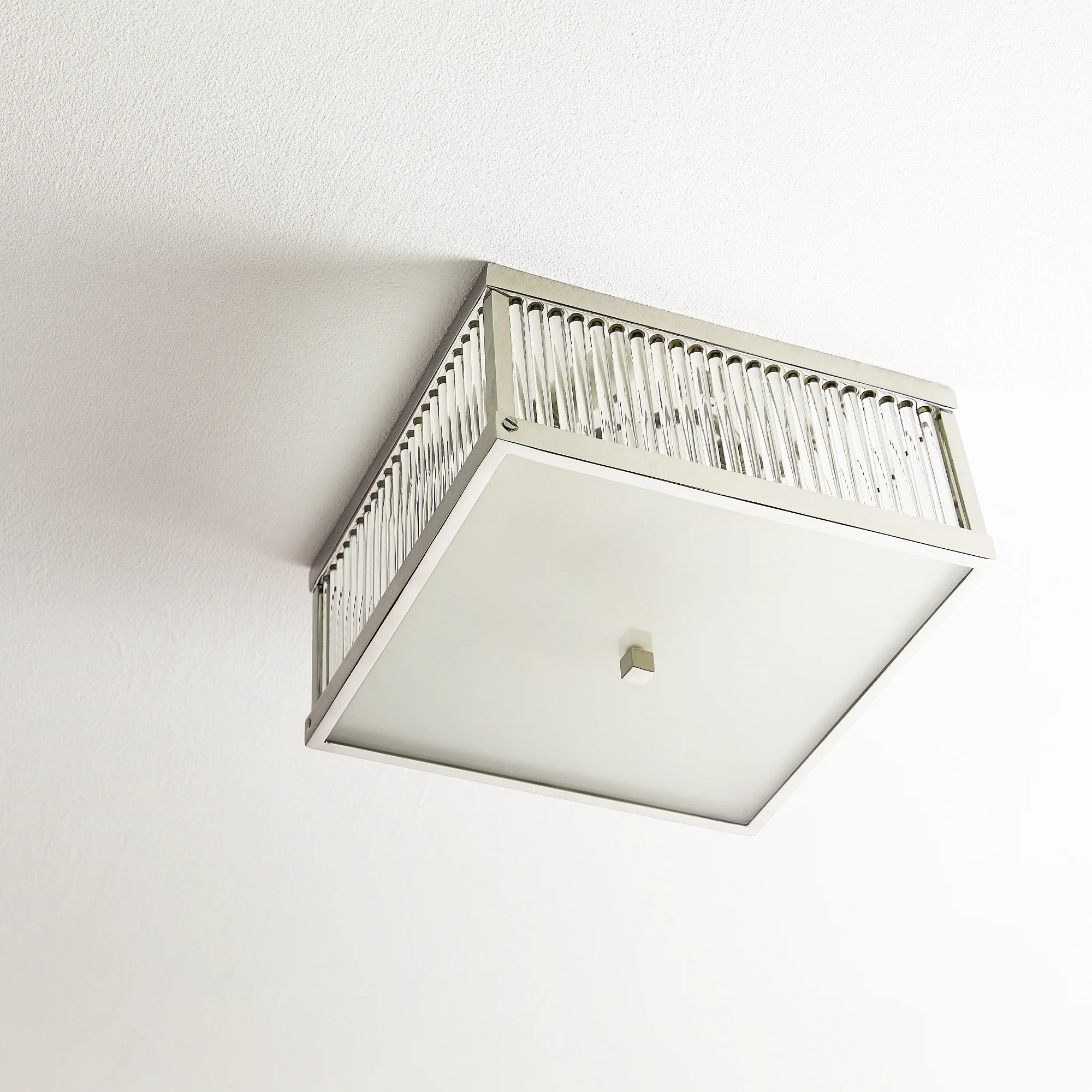 Square Roddy flush mount ceiling light in nickel and clear glass - Image 7