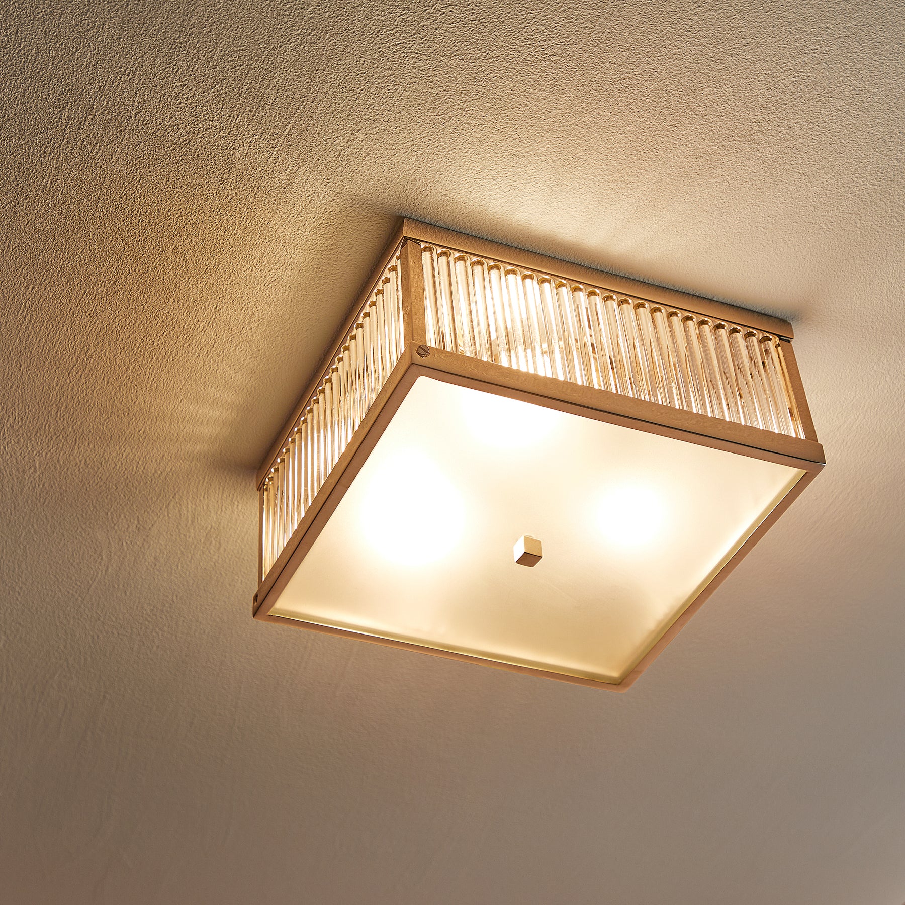 Square Roddy flush mount ceiling light in nickel and clear glass - Image 8