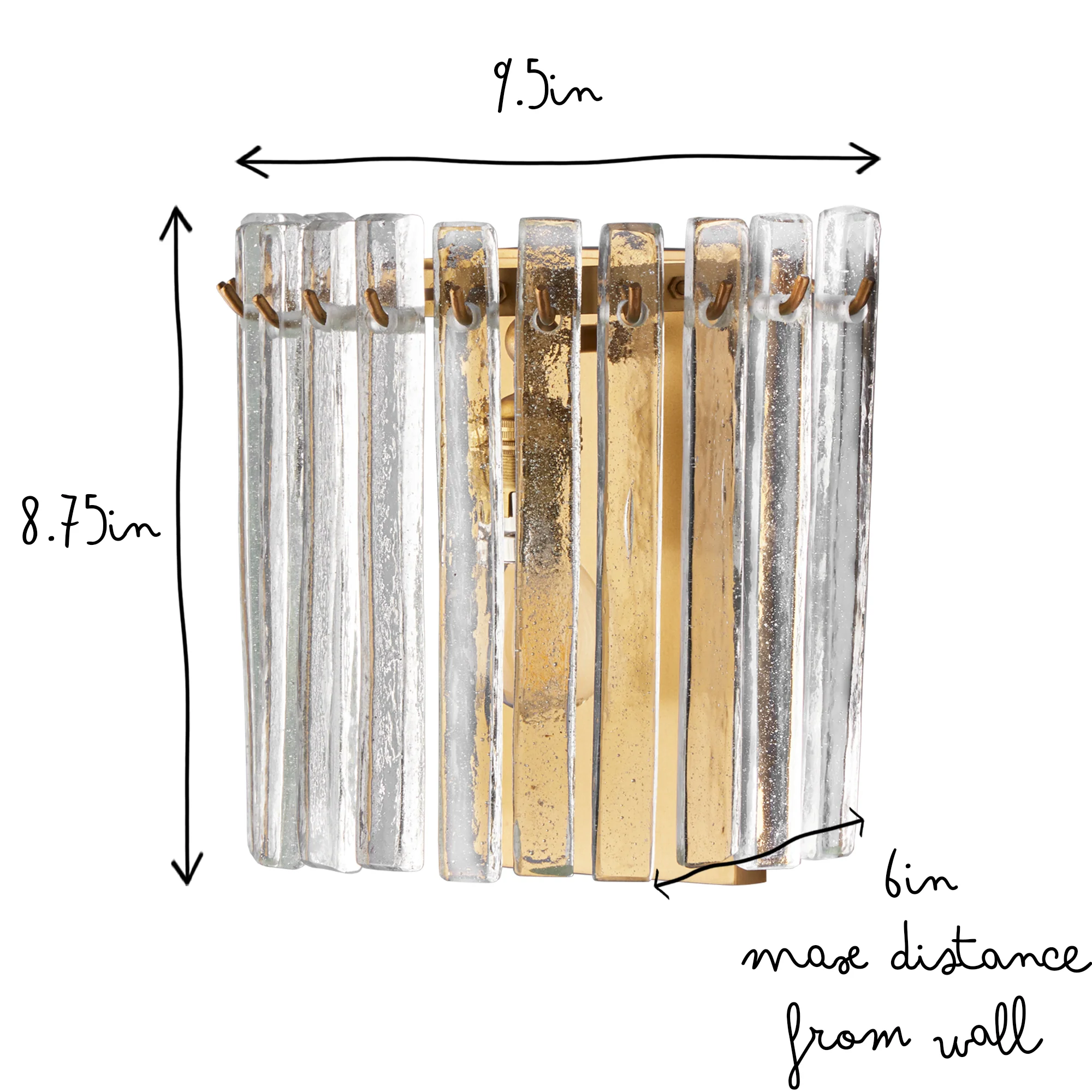 Starsky wall sconce with clear recycled blown glass strips - Image 11
