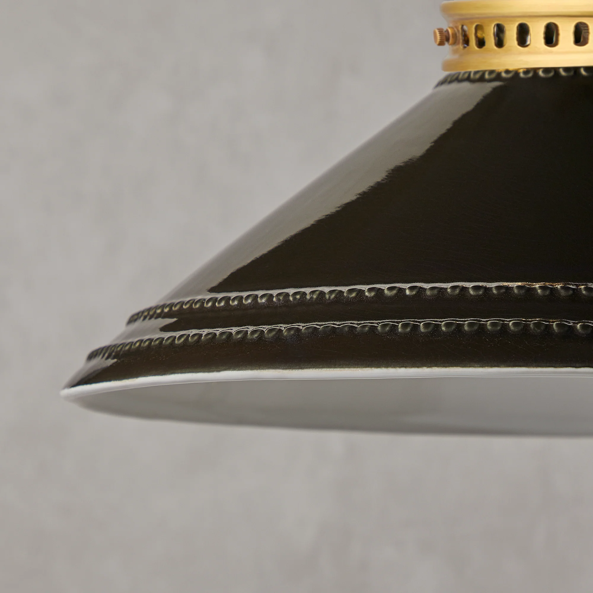 Ted ceramic pendant shade in black with stone interior - Image 3