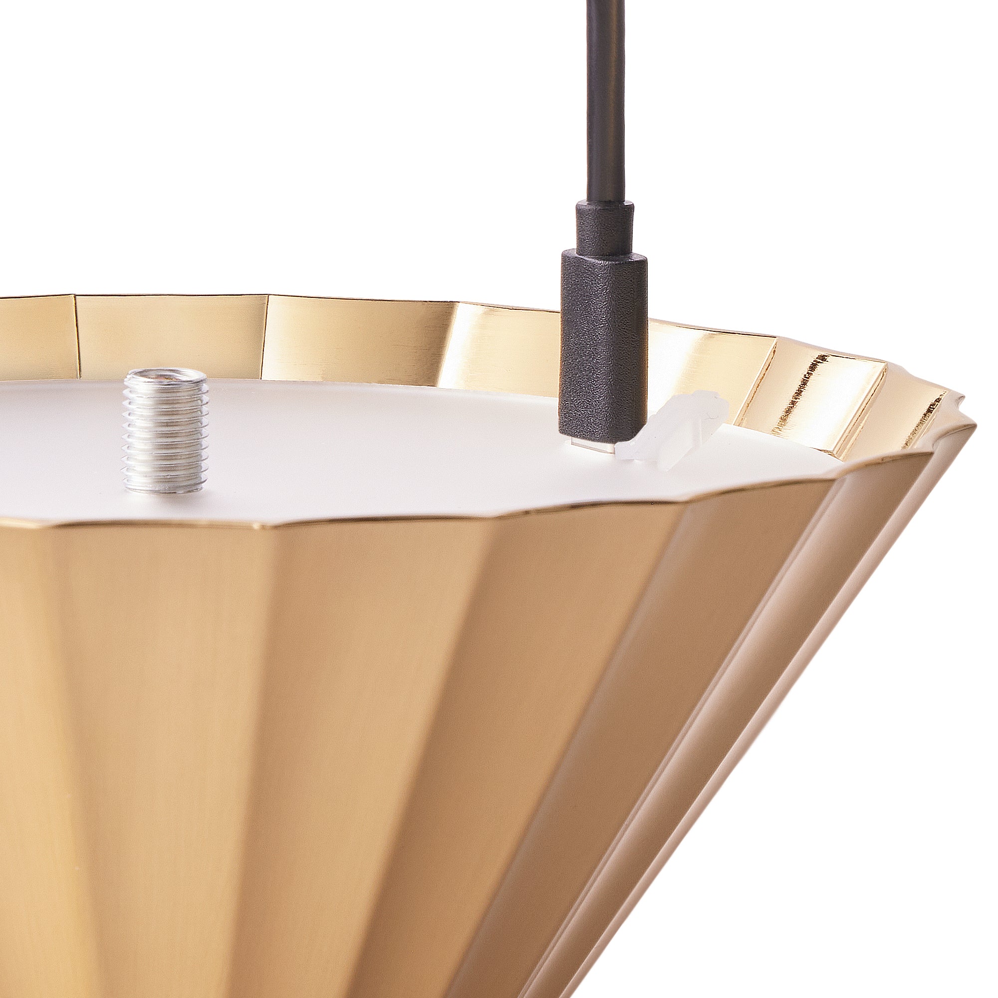 Twinky cordless floor lamp in black with an antiqued brass hood - Image 11