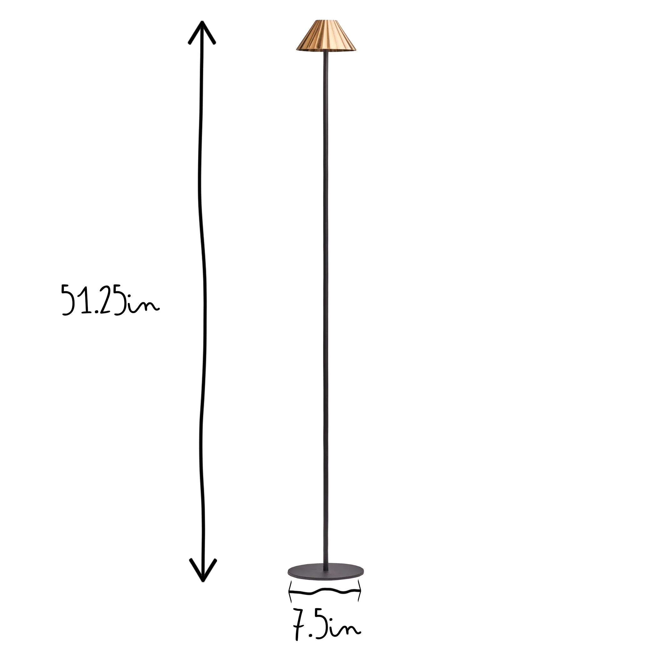 Twinky cordless floor lamp in black with an antiqued brass hood - Image 12