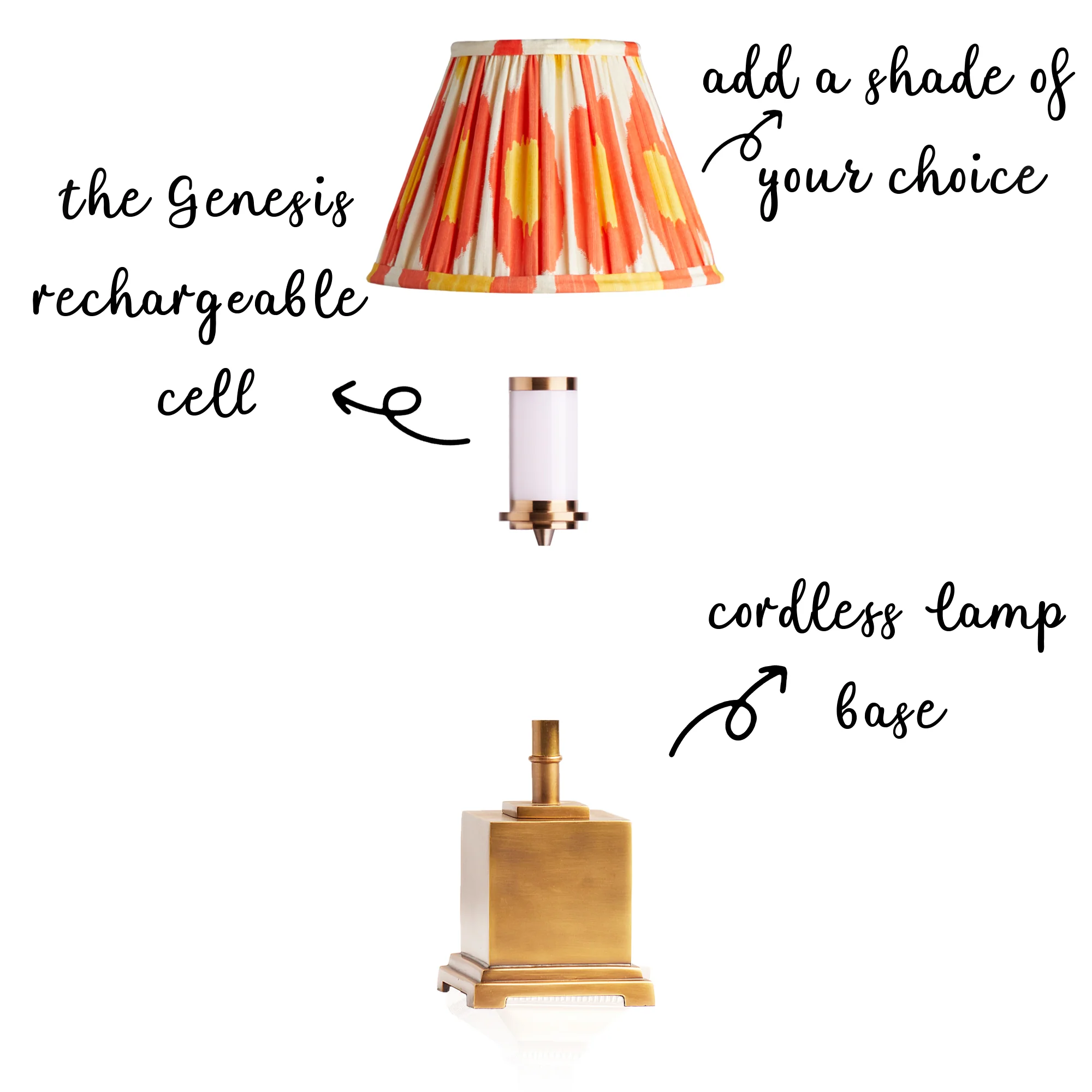 Walter cordless table lamp in antiqued brass - Image 3