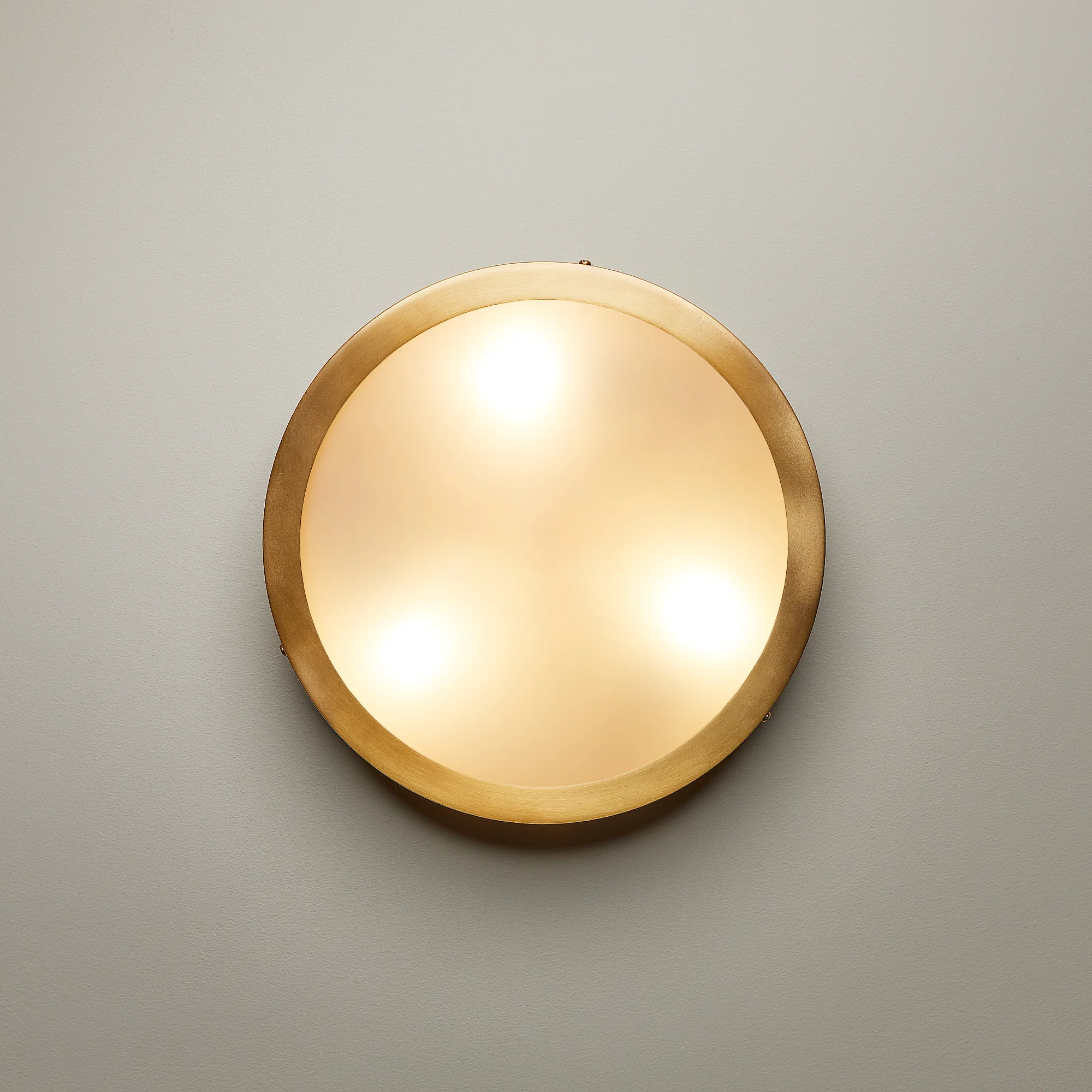 Wisteria flush ceiling mount light in antiqued brass and frosted glass - Image 8